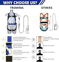 Vista 4 de Safety Harness Fall Protection Kit - Full Body Roofing harnesses with Shock Absorbing Lanyard Upgrade Paded