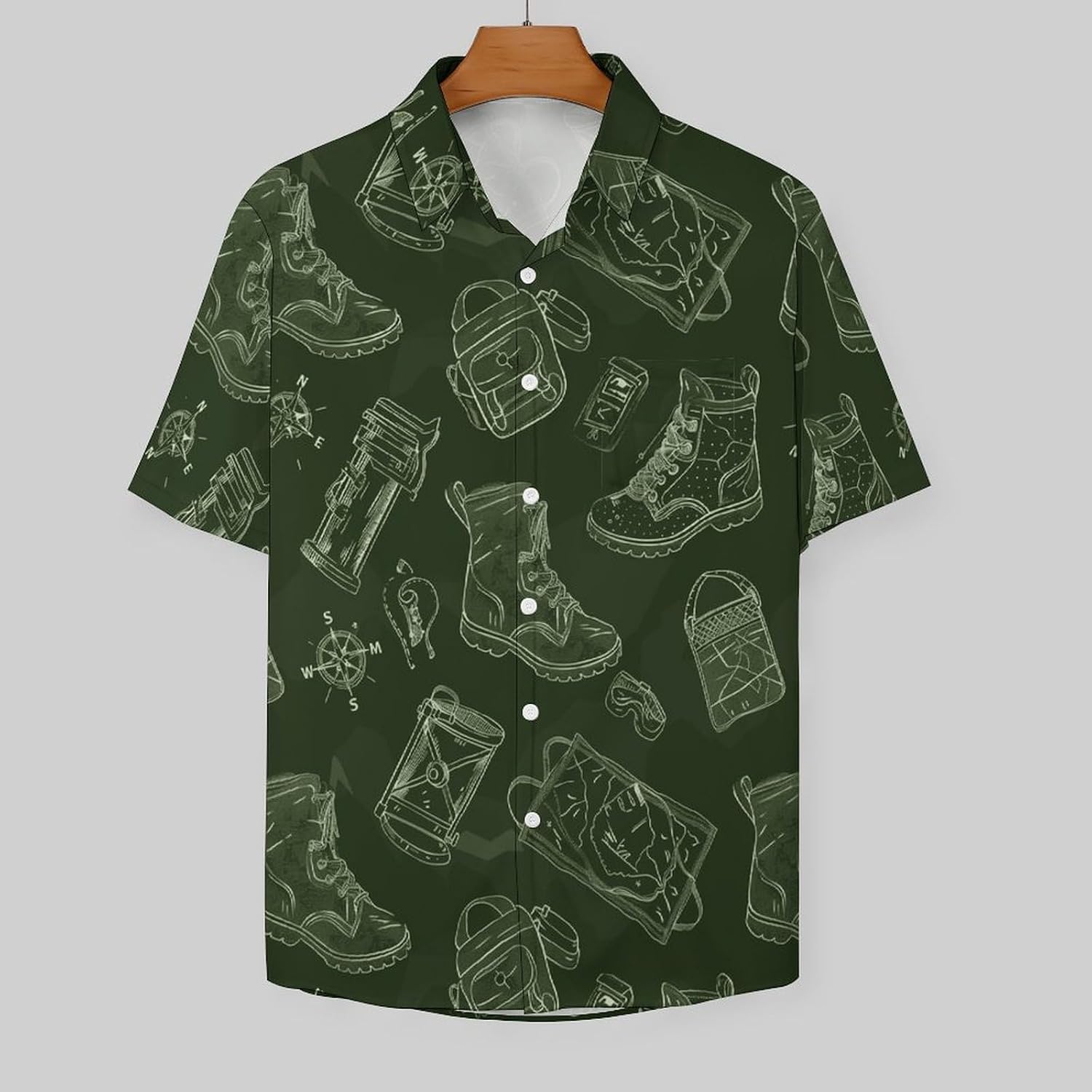Men's Hawaiian Shirt Short Sleeve Casual Button Down Camp Shirt with Pocket, Wrinkle Free Beach Vacation Wedding