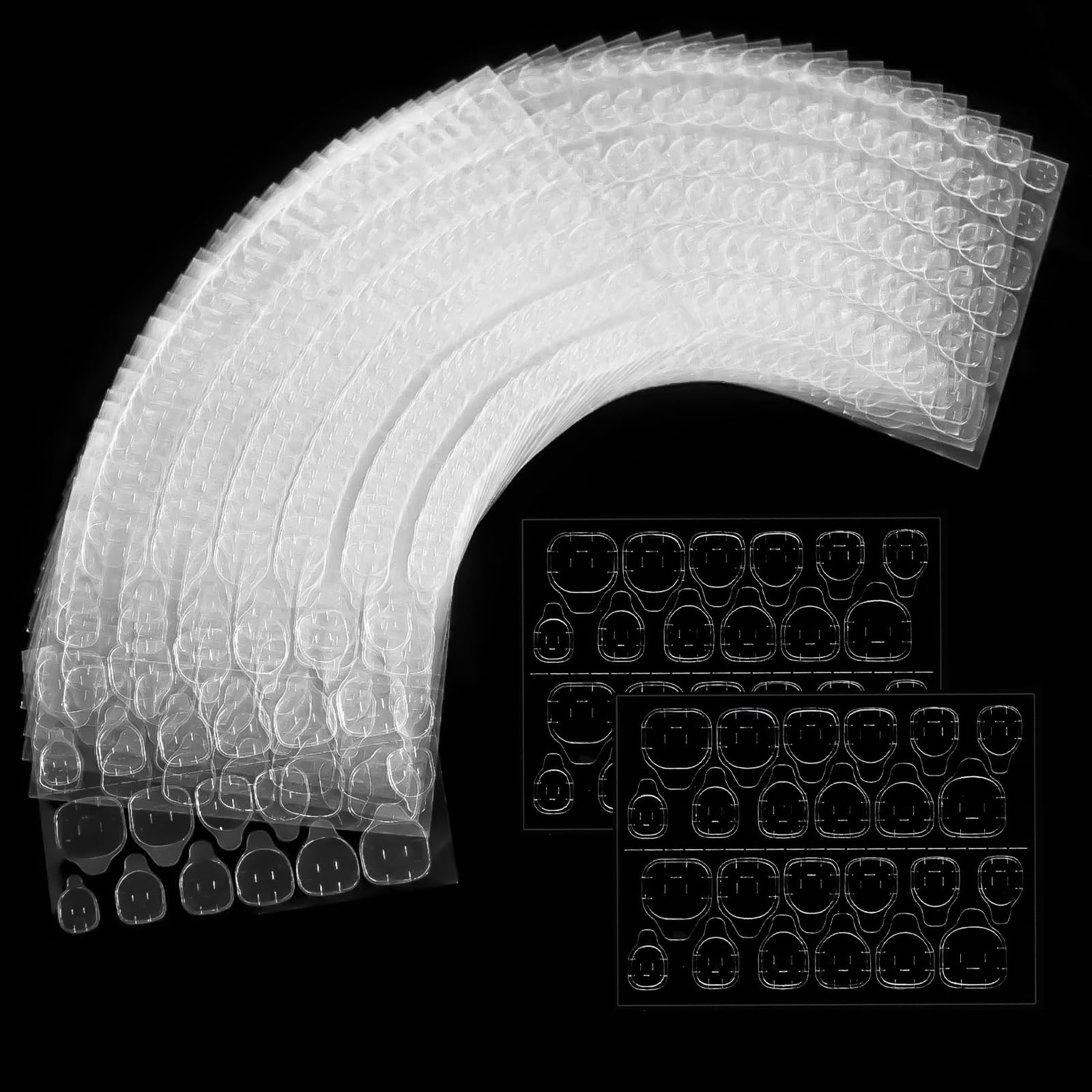 3360 pezzi/140 fogli cuscinetti adesivi per unghie, cuscinetti adesivi Press On Nails, nastro biadesivo Jelly Gel, cuscinetti adesivi per unghie artificiali e Press On Nails trasparenti, 12 misure
