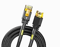 Vista 5 de SKROOZ - Cable Ethernet Cat8 de 8 pies, cable LAN de red de alta velocidad de 40 Gbps 2000 MHz, reforzado con Kevlar S/FTP RJ45 de doble blindaje