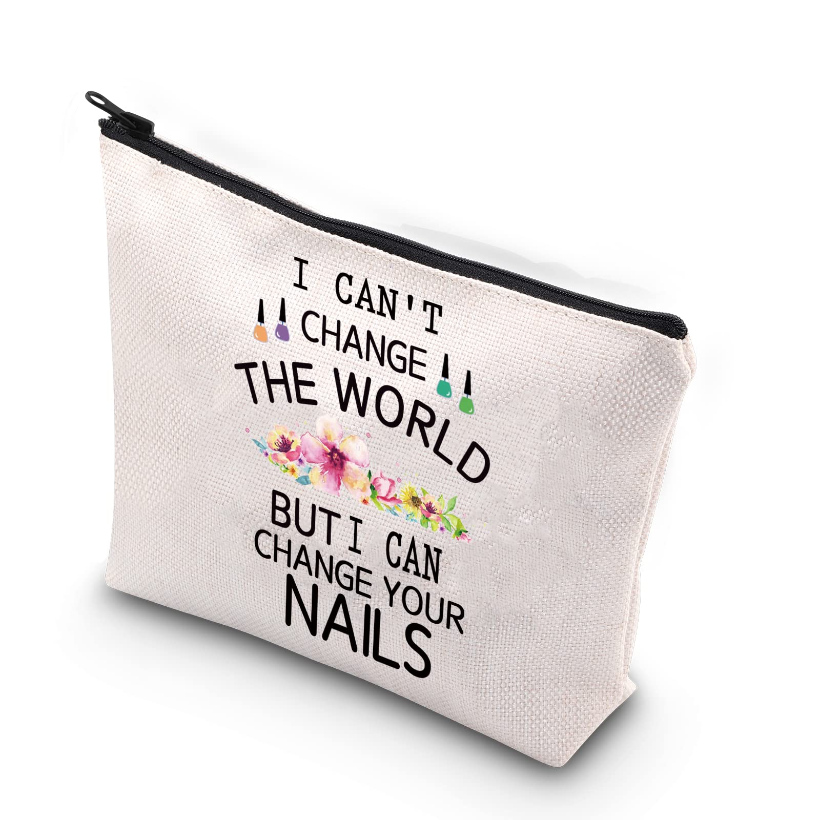 Nail Tech Makeup Bag Manicurist Gift Nail Technician Bag Nail Lover Friend Zipper Pouch (CAN'T CHANGE NAILS)