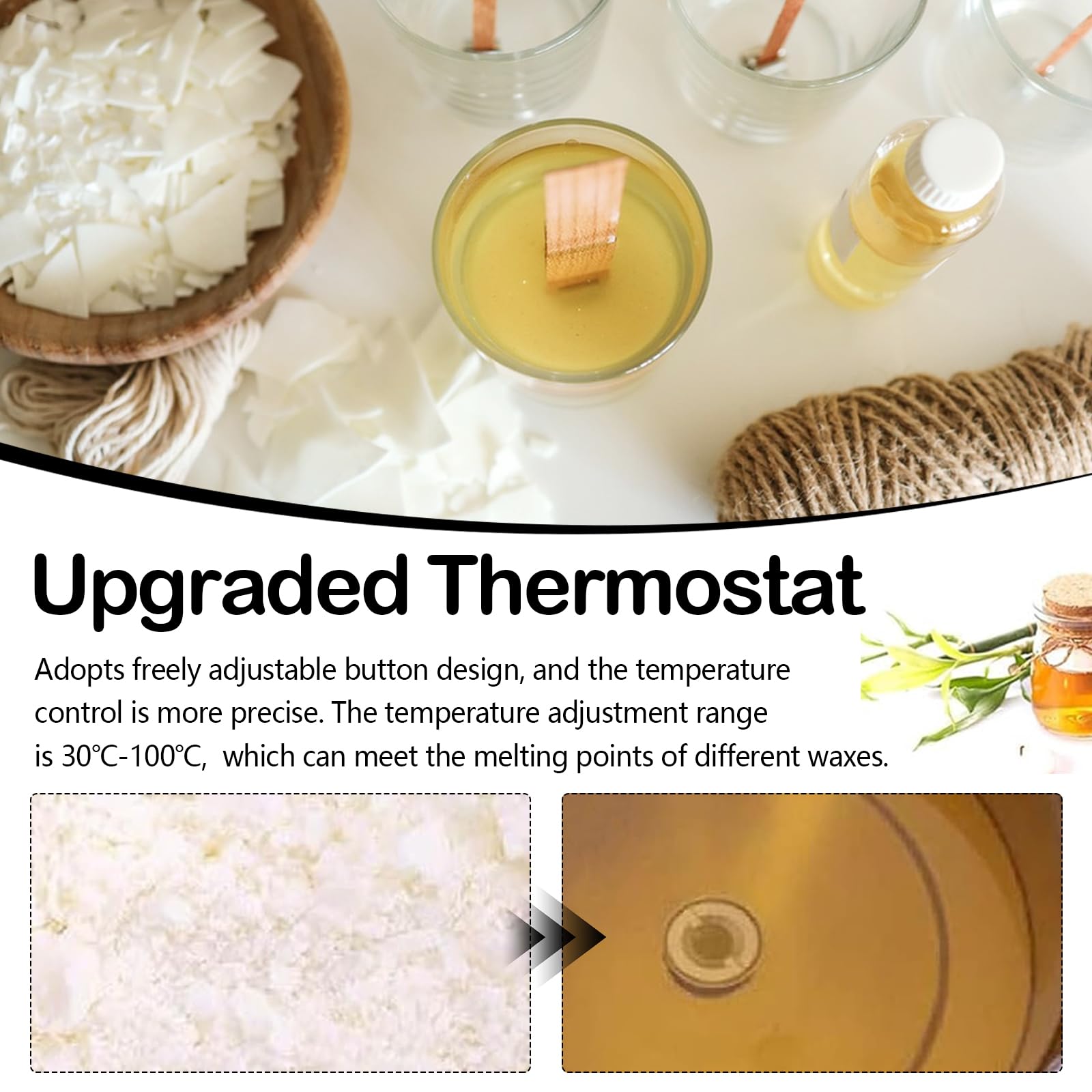 Aisny Fundidor de Cera de 6L, Crisol con Pico Vertedor Olla Grande y Controlador de Temperatura Crisol de Cera para Velas de 750W 220V Máquina para Fabricar Velas Personalizadas