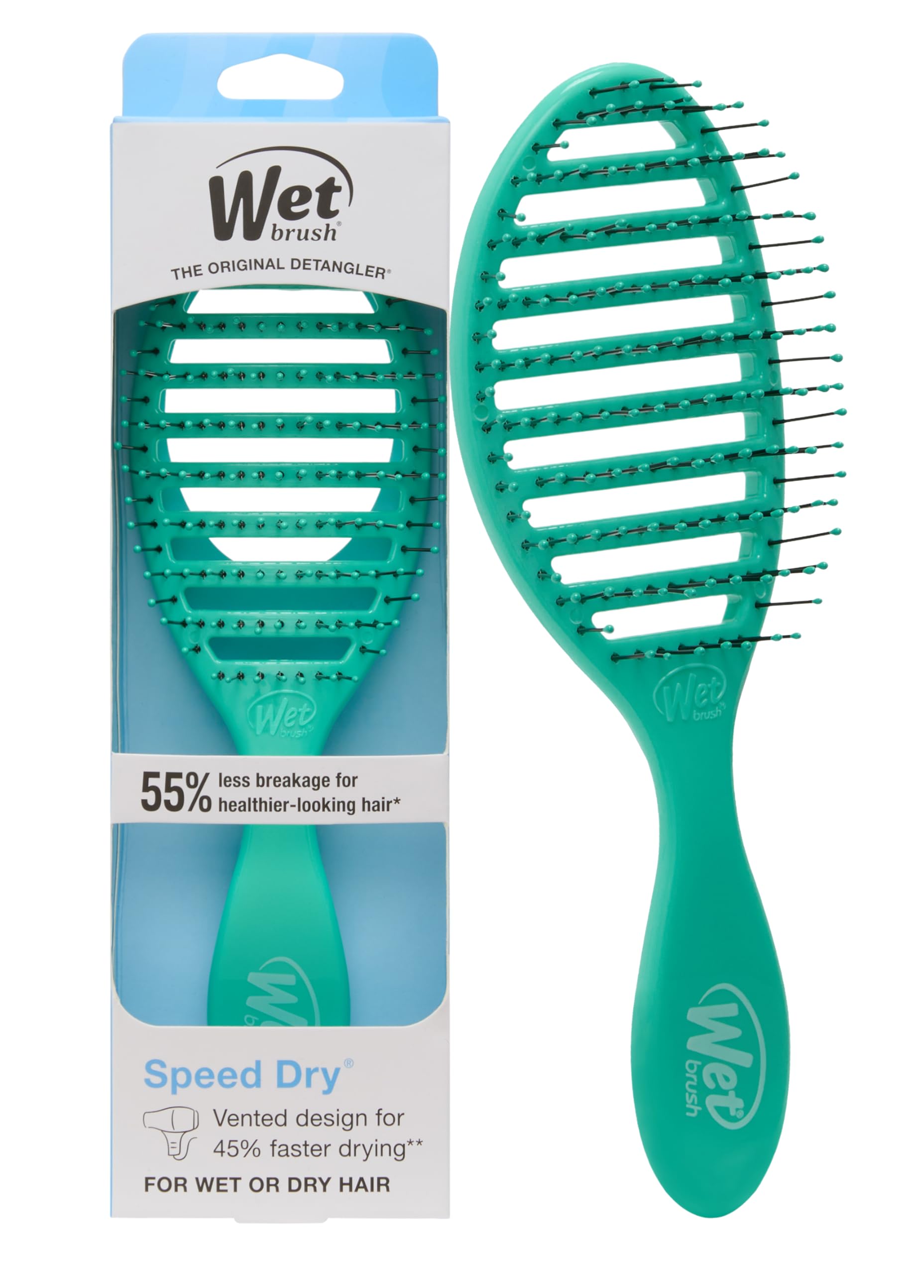 Wet Brush Speed Dry Hair Brush, Amazon Exclusive Aqua - Vented Design & Soft HeatFlex Bristles Are Blow Dry Safe - Ergonomic Handle Manages Tangle & Uncontrollable Hair - Pain-Free Hair Accessories