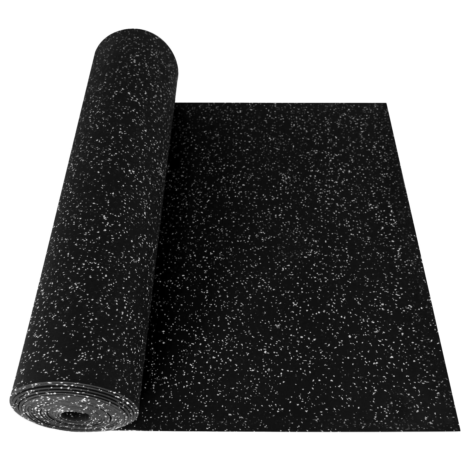 KARAT - Alfombra de gimnasia a medida, alfombra de protección del suelo para dispositivos de fitness - Alfombra multifuncional amortiguando los ruidos y los golpes (negro-blanco, 100 x 1000 cm)