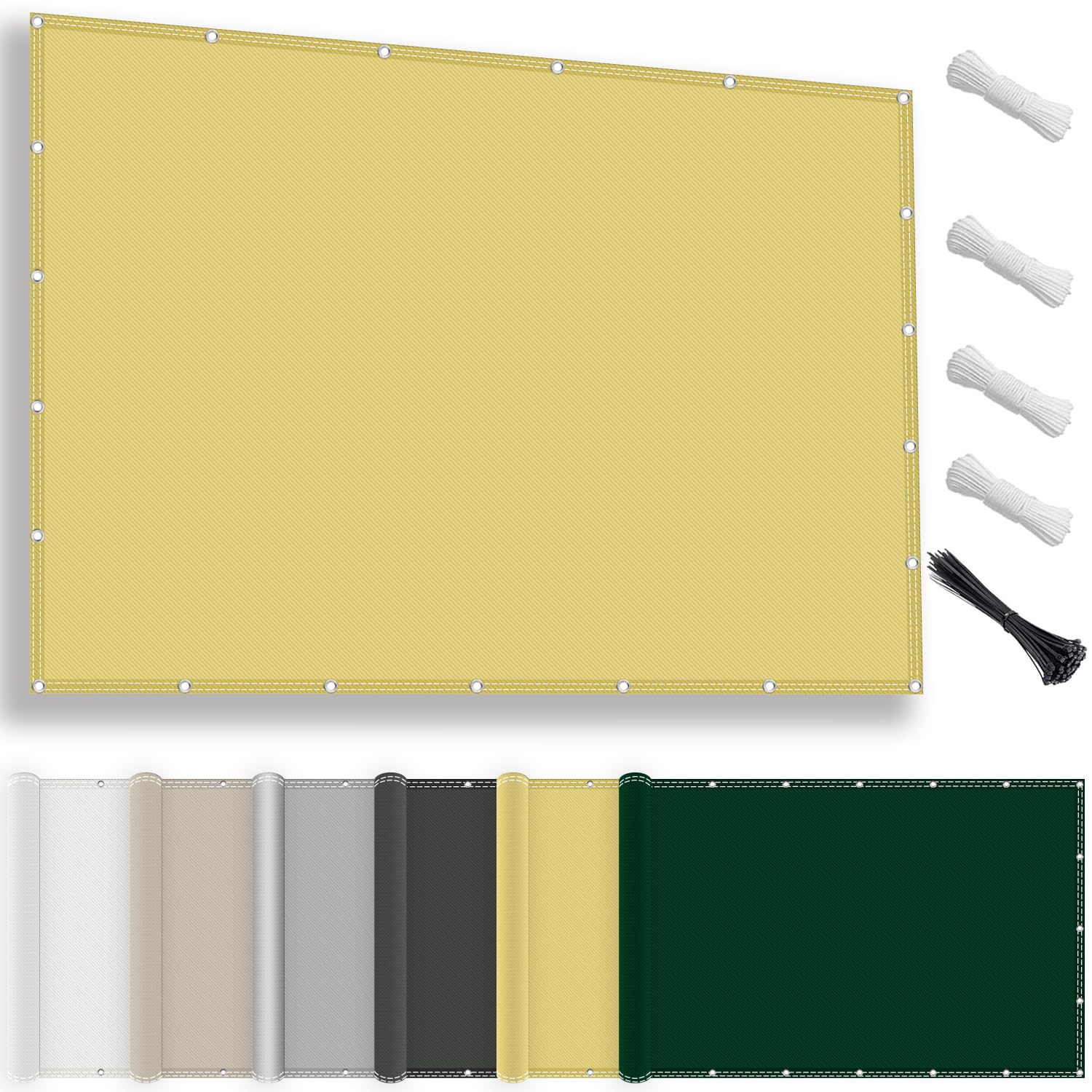 KLGFBDC Waterproof Awning 4x5m UV Protection Shade Net for Patio & Pergola No Drilling Weatherproof 100% Polyester with Eyelets & Rope Sand Color Sun Protection Cover