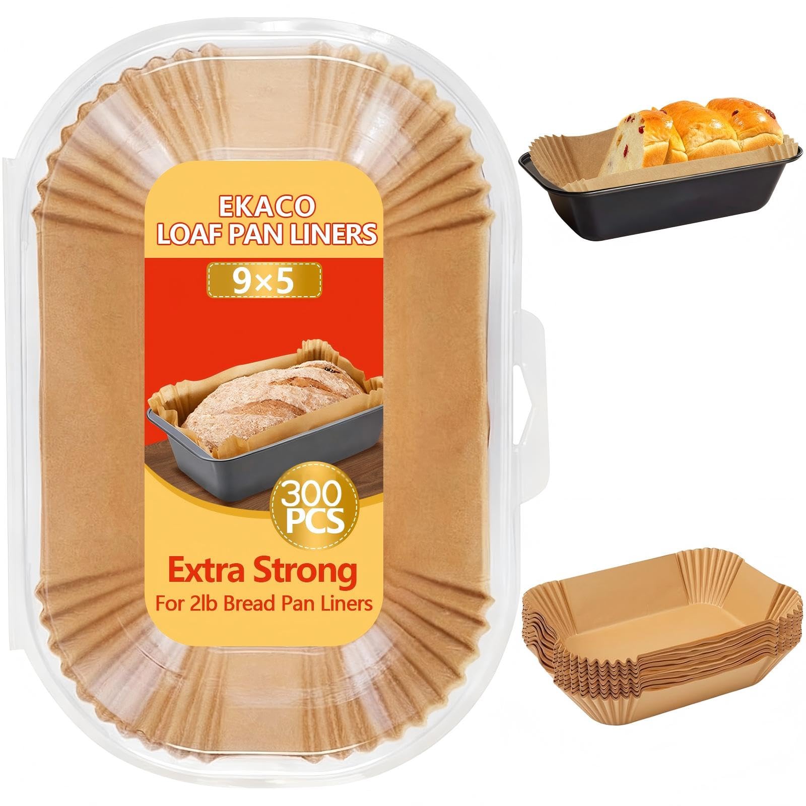 300 PCS Loaf Pan Liners, 9x5 Inch Loaf Pan Liners Baking Bread, Non-Stick Pre-Formed Parchment Paper for Bread Pan, Ideal Disposable Loaf Breads Liners