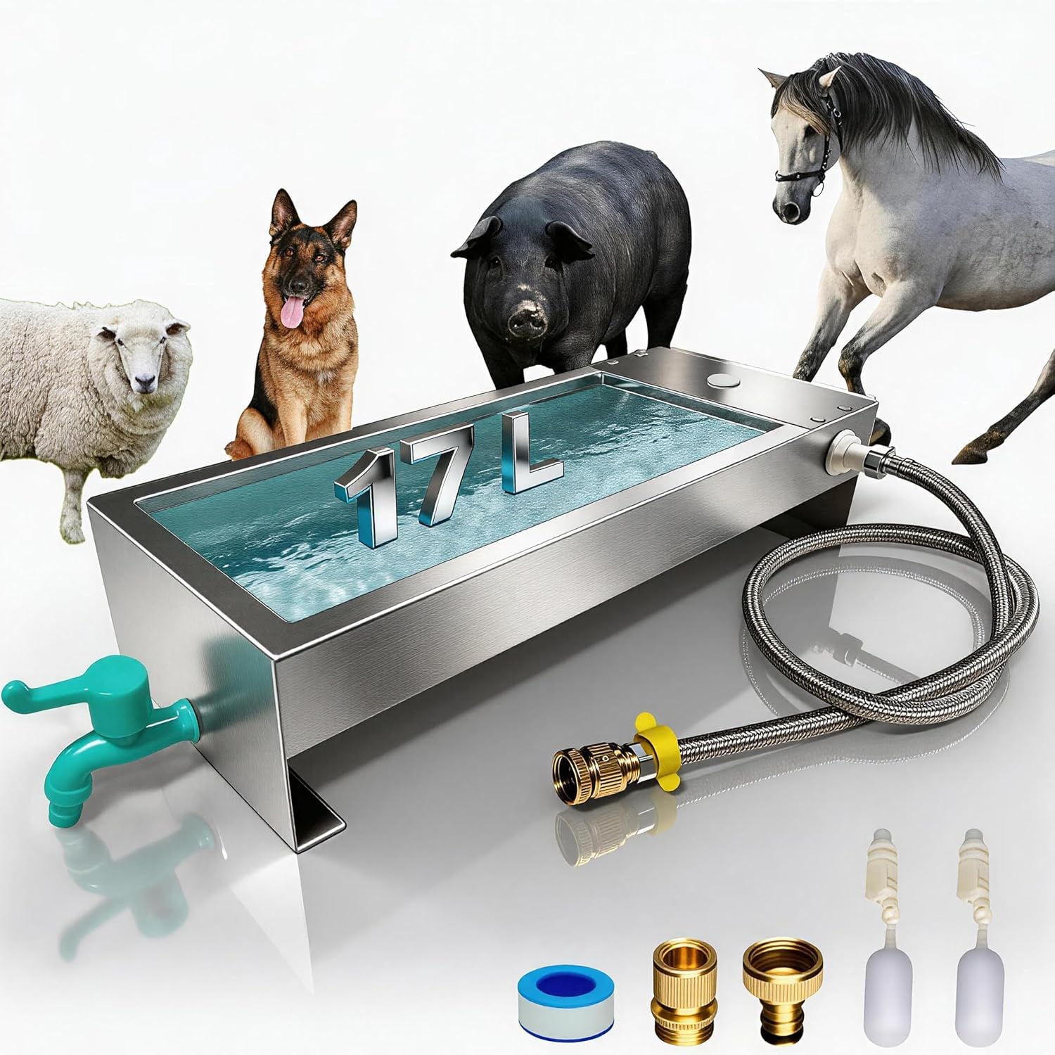 Bevitori automatici per bestiame, abbeveratoi per cavalli con valvola galleggiante da 1/2 di pollice, abbeveratoi di capra per bestiame, cavalli, pecore, cani e kit per abbeveratoi di uccelli di