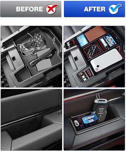 Miniatura 5 de Karltys Organizador de consola central de 5 piezas para Dodge Ram 1500 2019-2025, bandeja organizadora lateral de puerta y caja de almacenamiento