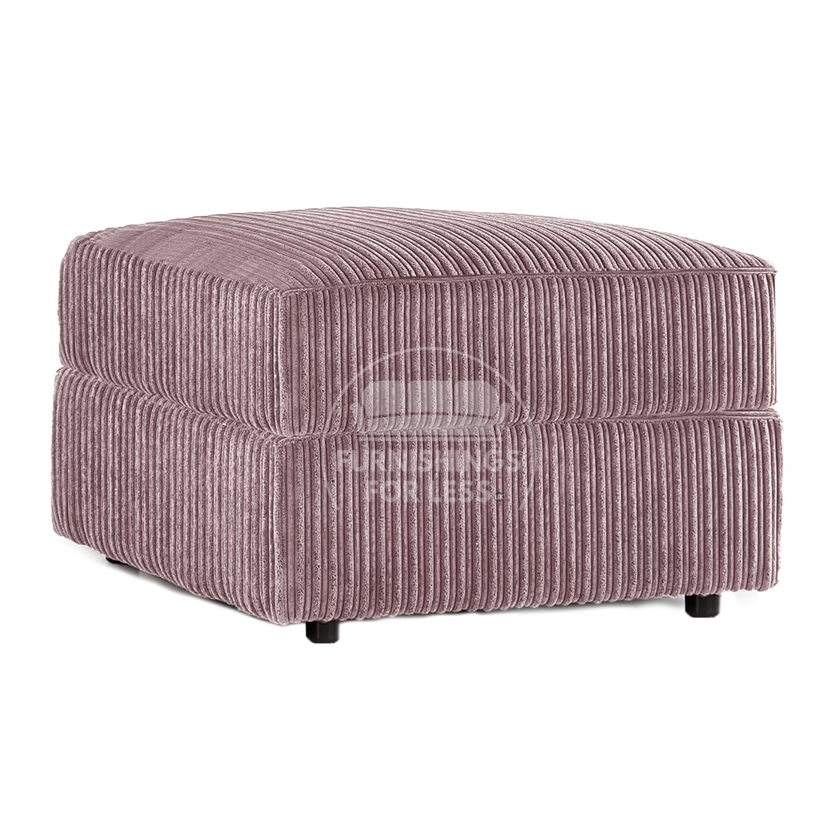 Furnishings For Less UK Luxor Pink Fabric Jumbo Cord Footstool Living Room Pouffe Accessory (Pink, Footstool)