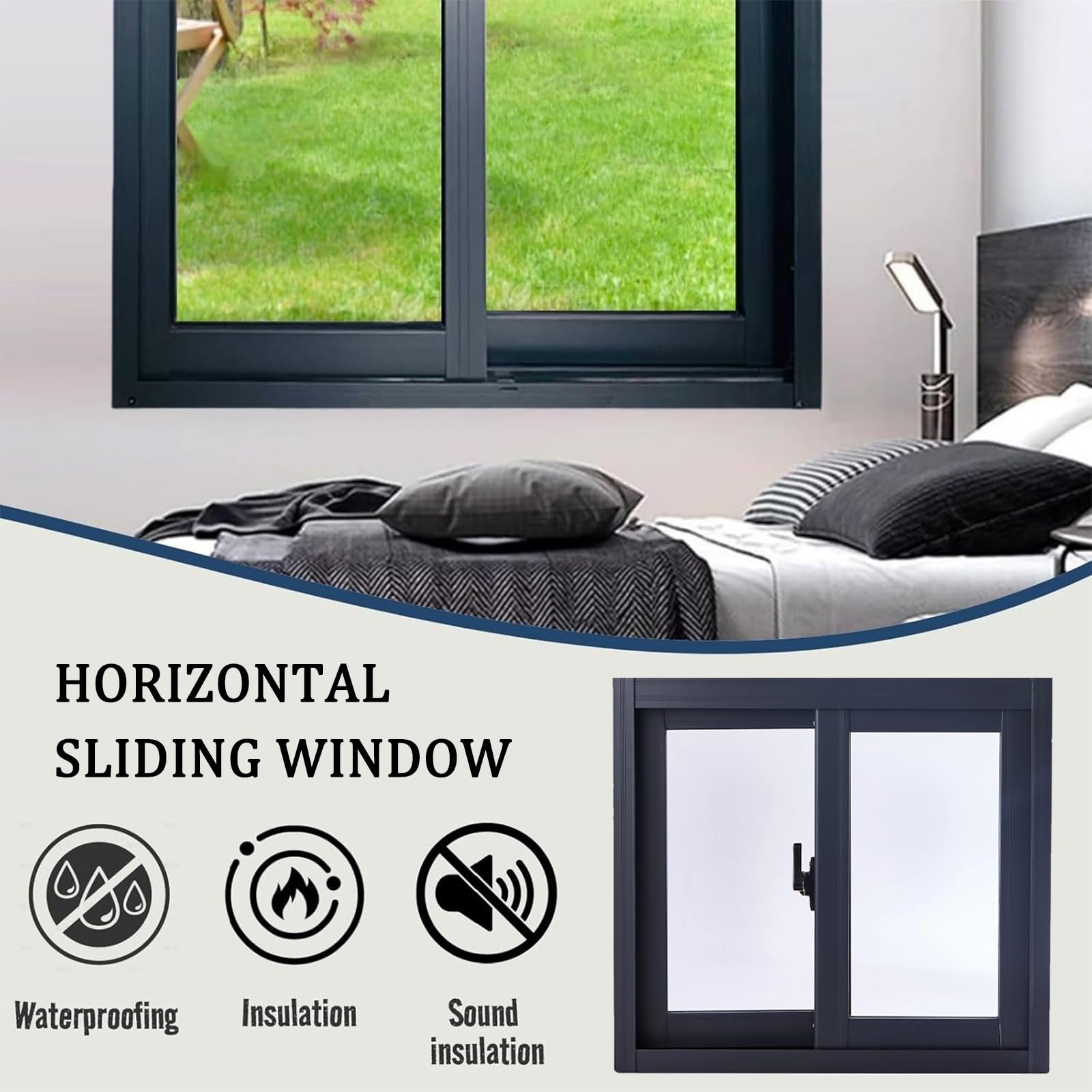 Ventana Corrediza for Sótano con Mosquitero, Ventana Corrediza Horizontal de Aluminio, con Vidrio Templado, Ventanas de Repuesto for Baños(Gray,W80xH60cm/W31.5xH23.6in)