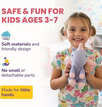 Knit 8 Unicorn Stuffed Animal Plush Toy - Purple & Pink Cuddly Soft Plushie is Ideal for Girls Ages 3-7 - Small Unicorn Stuffy - Perfect Stocking Stuffer for Girls - Small Christmas & Hanukkah Gift
