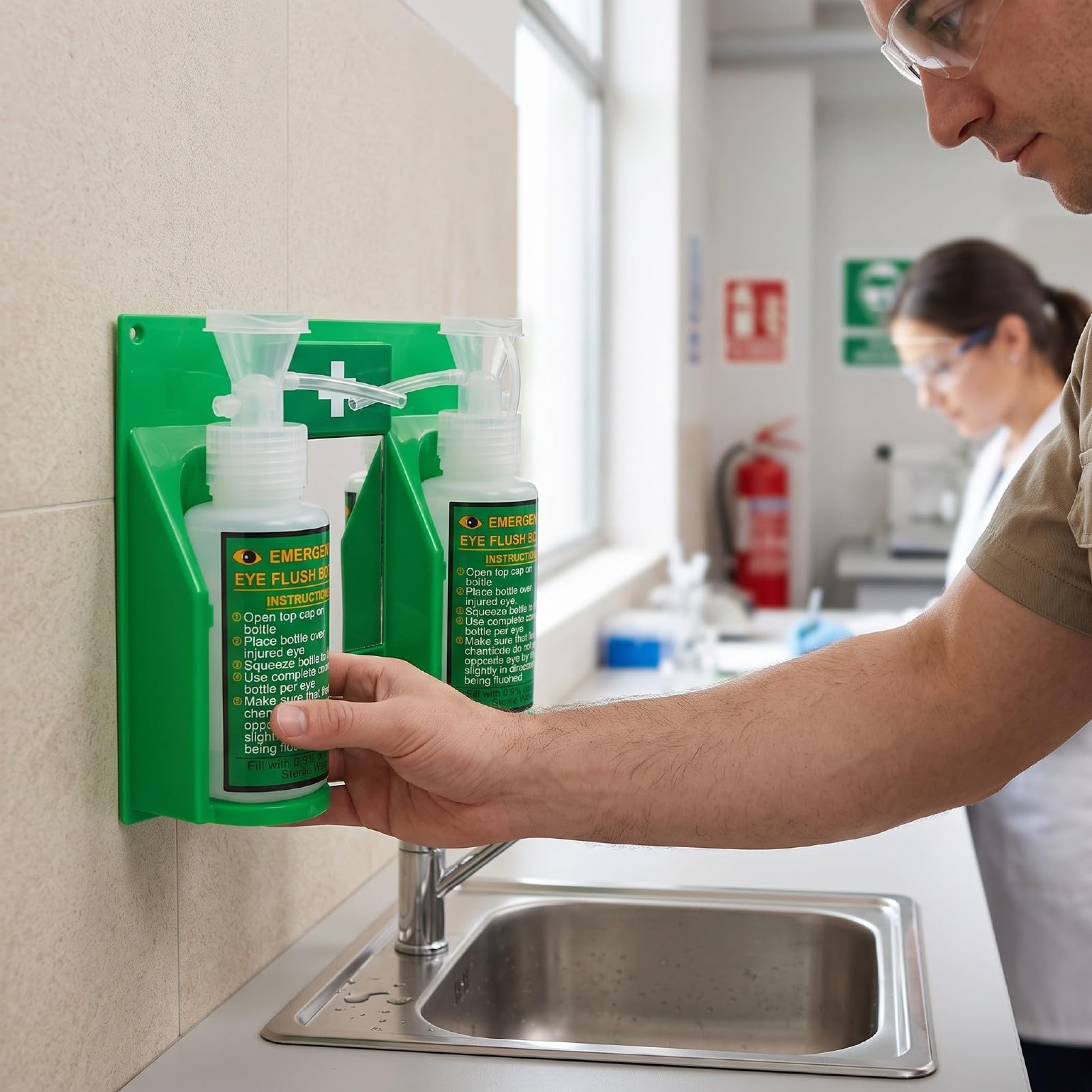 Naroote Station de Lavage Oculaire Portable, Support Mural avec 2 X 500 ML