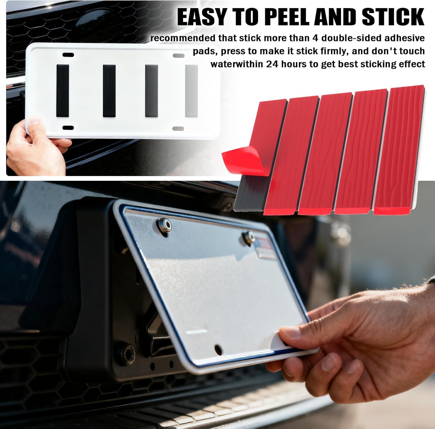 Number Plate Sticky Pads 10 Strips – Extra Strong Double Sided Sticky Pads for Car Number Plates, Heavy Duty Adhesive Pads for Registration & License Plates, Drill-Free Fixing Kit (3mm Thick) — view 5