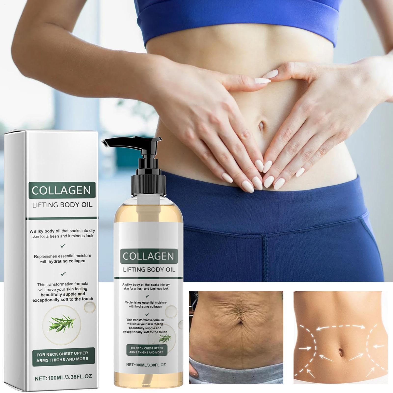 2pcs A-ceite Corporal Lifting Con Colágeno - 100ml A-ceite Corporal Nutritivo, AceitePara El Cuidado De La Piel Para Cicatrices, Arrugas Y Estrías En Cuello, Pecho, Brazos, Piernas Abdomen — view 4