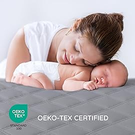 Yoofoss Waterproof Crib Mattress Protector 2 Pack, Quilted Crib Mattress Pad Cover Ultra Soft and Breathable, Machine Washable Toddler Mattress Protector for Standard Baby Crib Size 52\'\'x28\'\'