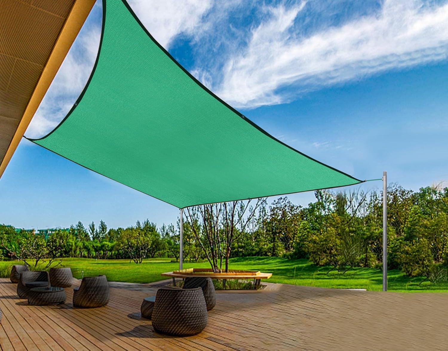 JANDIALA WONDER®| Green NET| Balcony NET | NET for Plants | I75% Shade | Free 10 Meter Rope with This Pack (10 FEET X 15 FEET), All Sides NIWAR Stiched-image-24