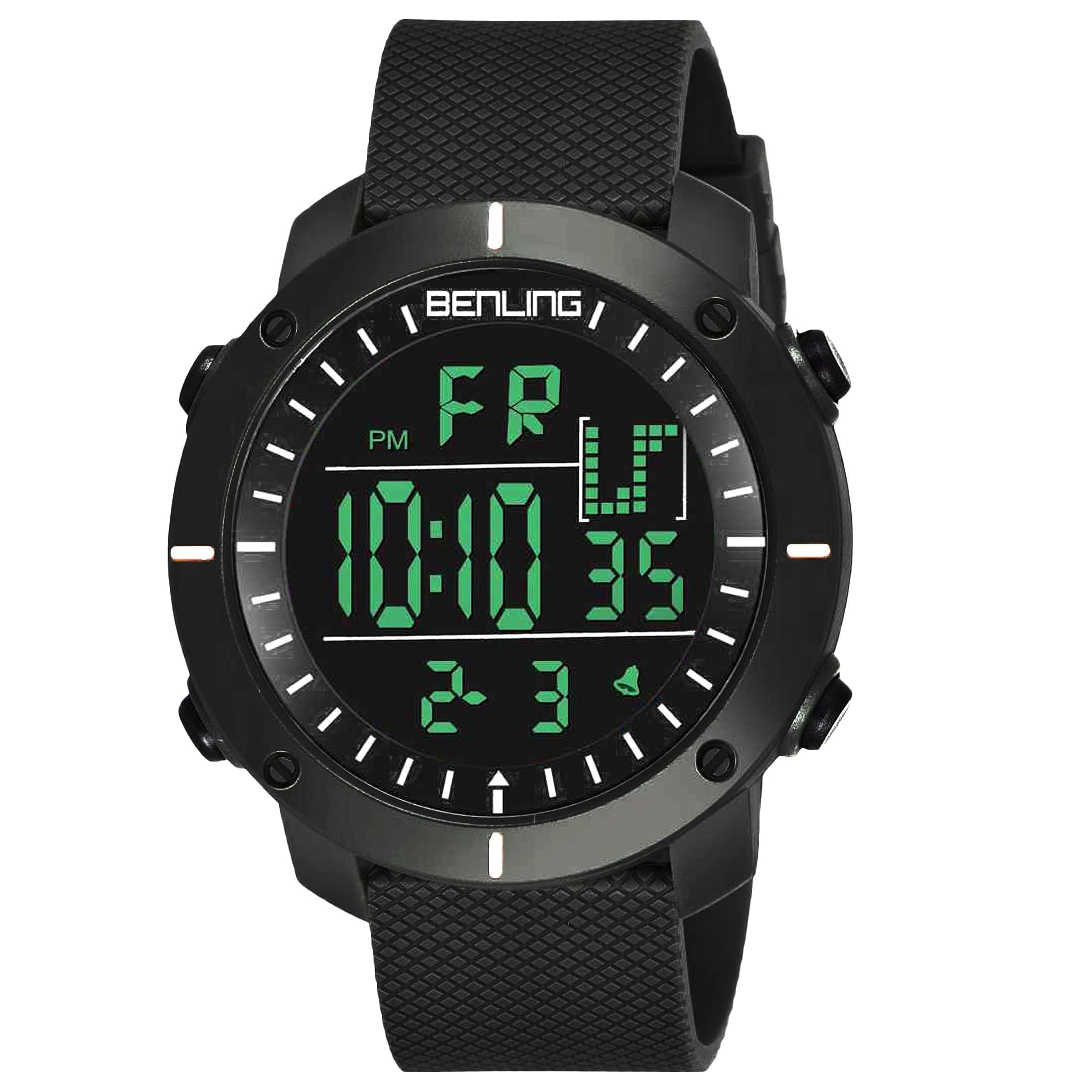 Benling 1001 Digital Multifunctional Sports Watch for Men, Silicone Strap, EL Light Display Formal Casual Boys Men Gents Fashion Watch (Black) (B091XXD7W8) Amazon Price History, Amazon Price Tracker