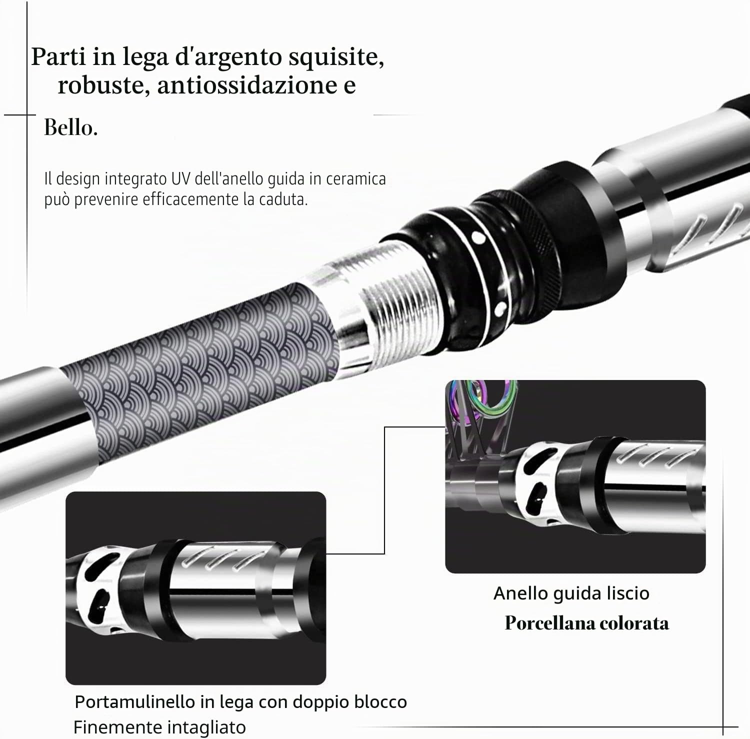 Set Combinato Canna Da Pesca Telescopica Mulinello Da Spinning 100% Carbonio Con Borsa Esche Per Mare Acqua Dolce Stagno Fiume