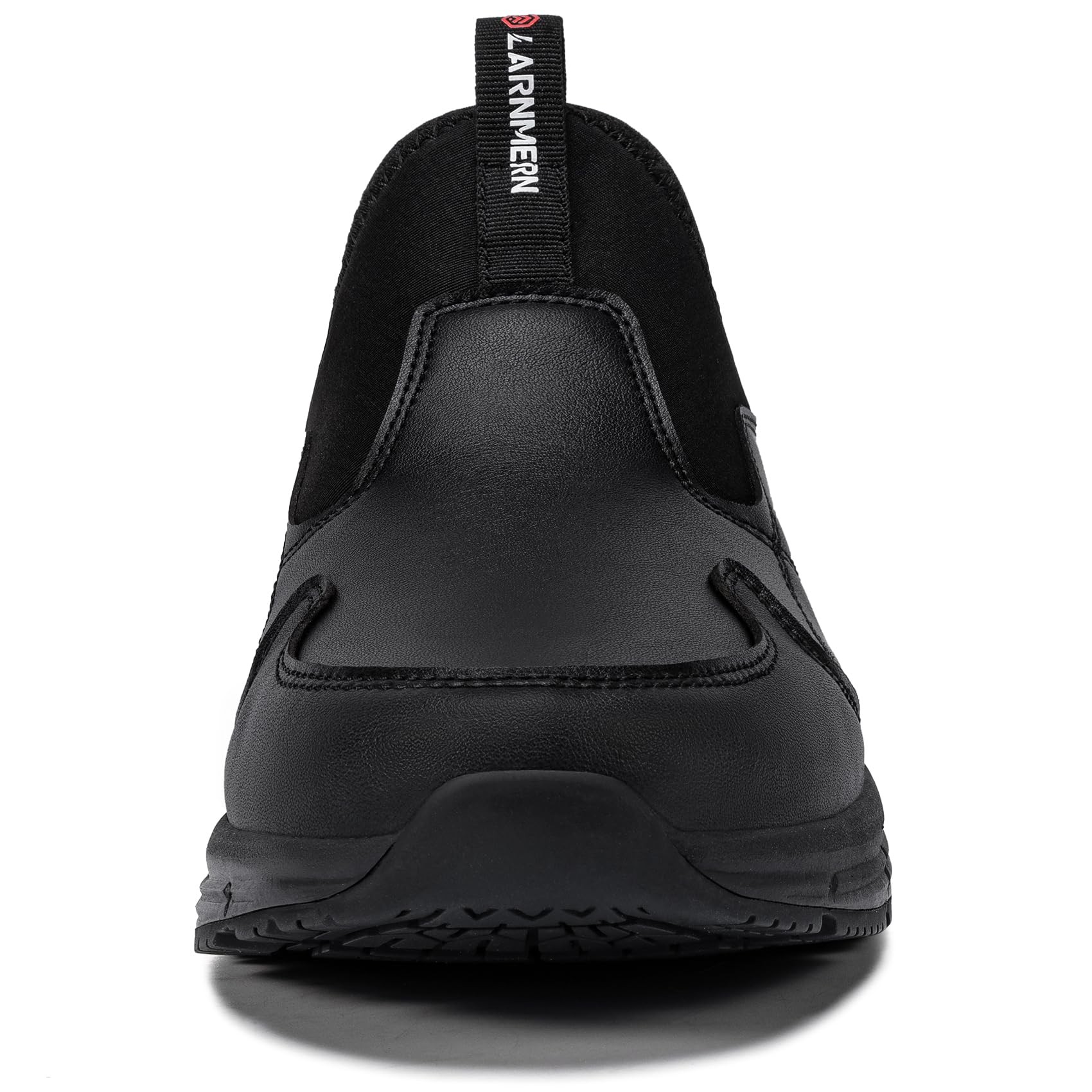 LARNMERN Zapatos Cocina Slip-On Hombre Anti-Deslizante Zapatillas Zapatos de Trabajo Impermeable Calzado Chef Hostelería sin Puntera Cuero Negro/41.5