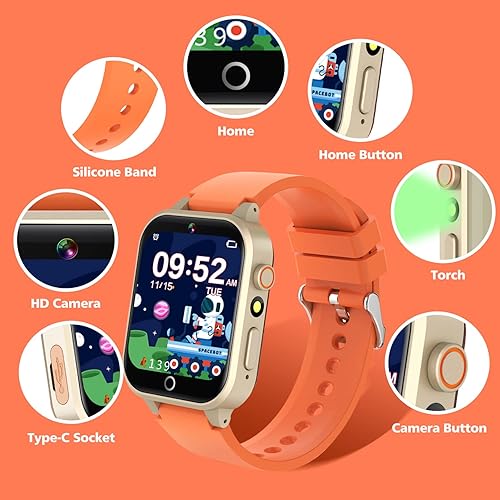 Miniatura 7 de Reloj inteligente para niños, reloj de juego de juguetes para niños de 4 a 12 años, reloj con despertador, reproductor de música, video, cámara,