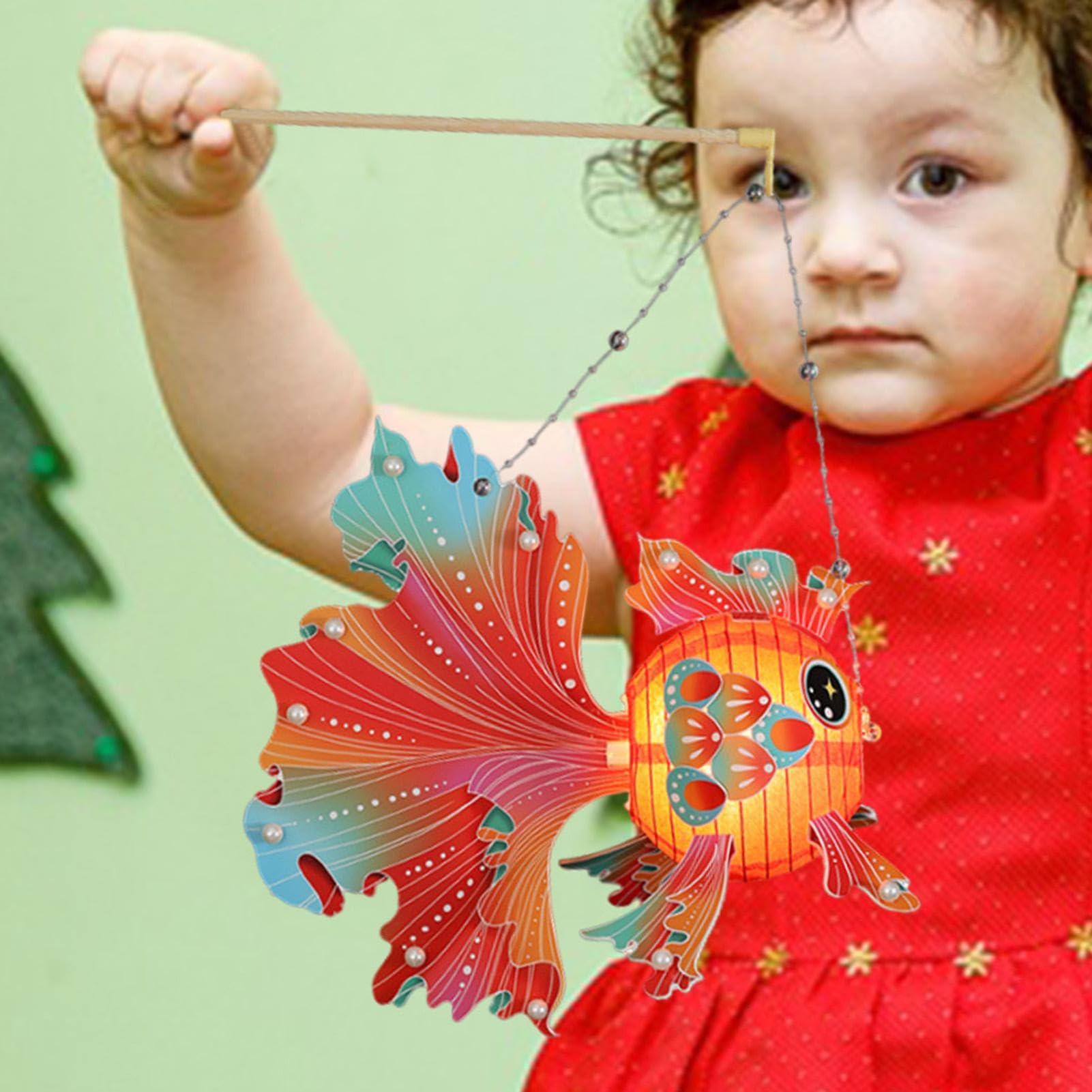 Kit DIY Pour Enfants : Fabrication De Lanternes Chinoises – Modèle Poisson Rouge (neuf)