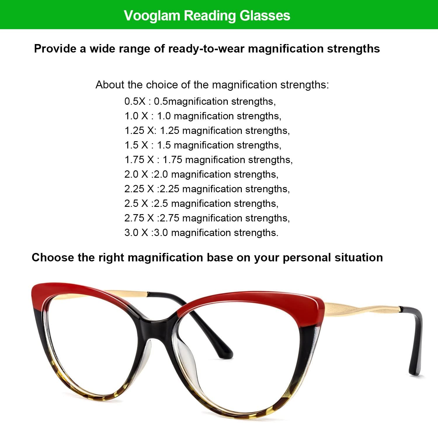 VOOGLAM Cat Eye Reading Glasses For Women Anti Blue Light UV Eyestrain Readers Eyewear Trudie