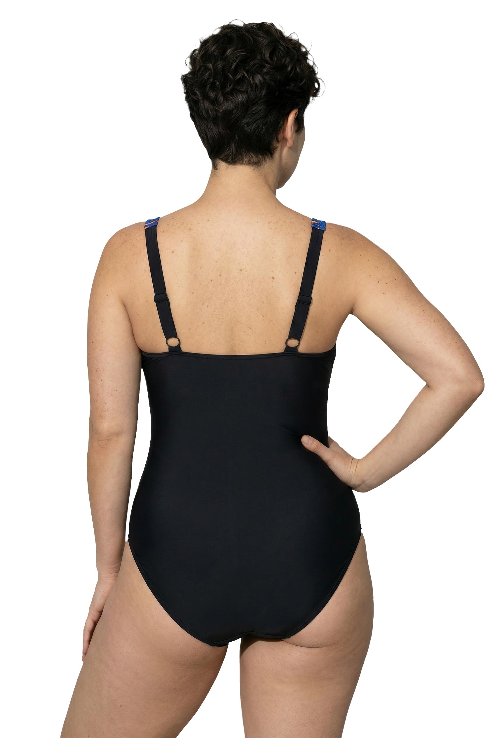 Ulla Popken Badeanzug, Karo, Softcups, Wickeloptik, Recycelt Costume da Bagno a Quadri, Coppe morbide, Effetto Avvolgente, Riciclato Donna