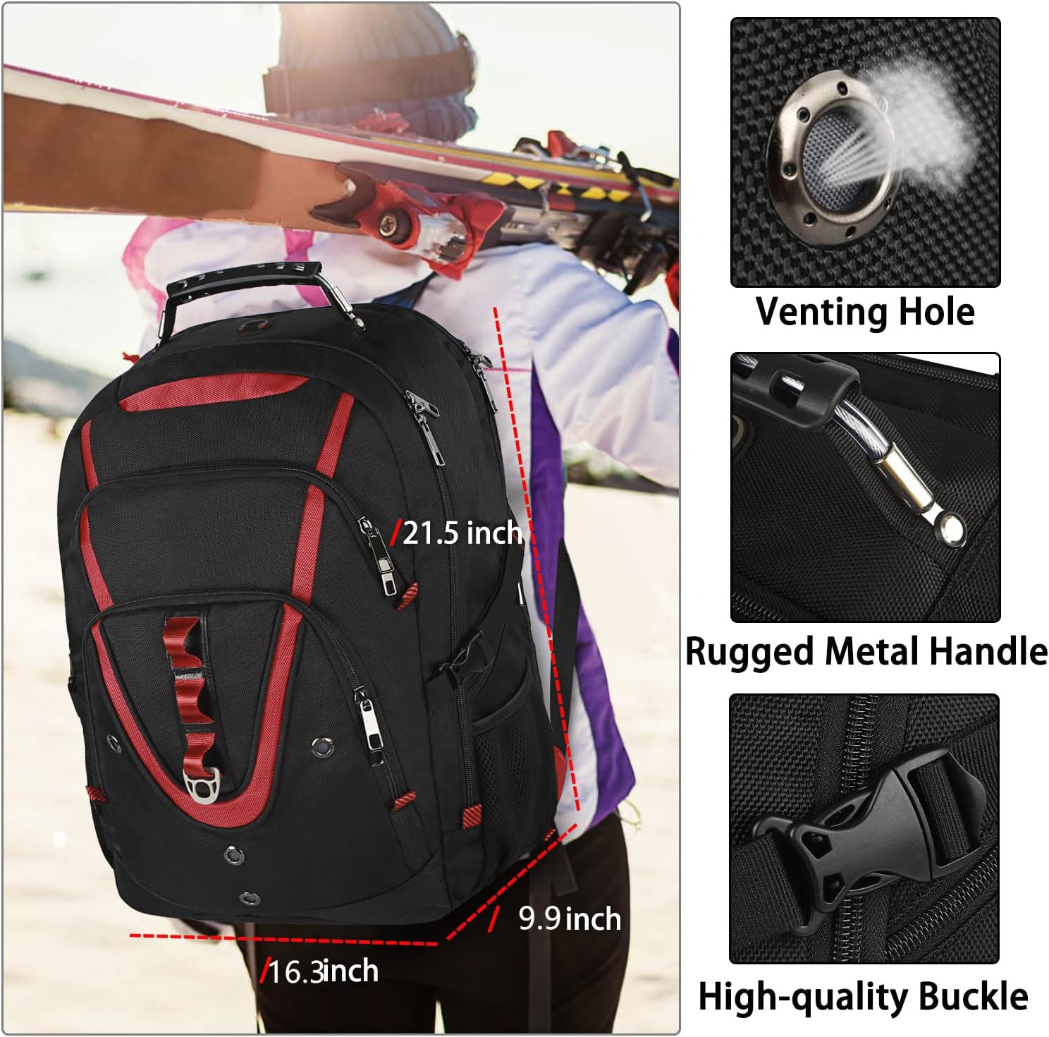 18.4 Laptop Backpack for Men, 55L Extra Large Gaming Laptops Backpack with USB Charger Port,TSA Friendly Flight Approved and RFID Anti-Theft Pocket,Water Resistant Suiltable for Traveling & Business
