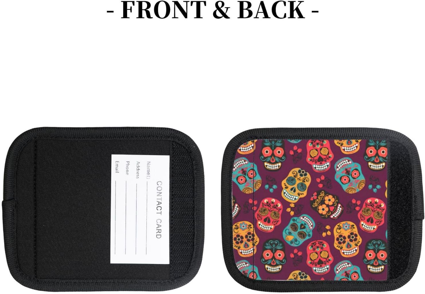 Skull Face Print Luggage Handle Wraps Luggage Identifiers Soft Neoprene Luggage Handle Wraps for Suitcase Trolley Handle Grip Cover 2 Pack Luggage Tags