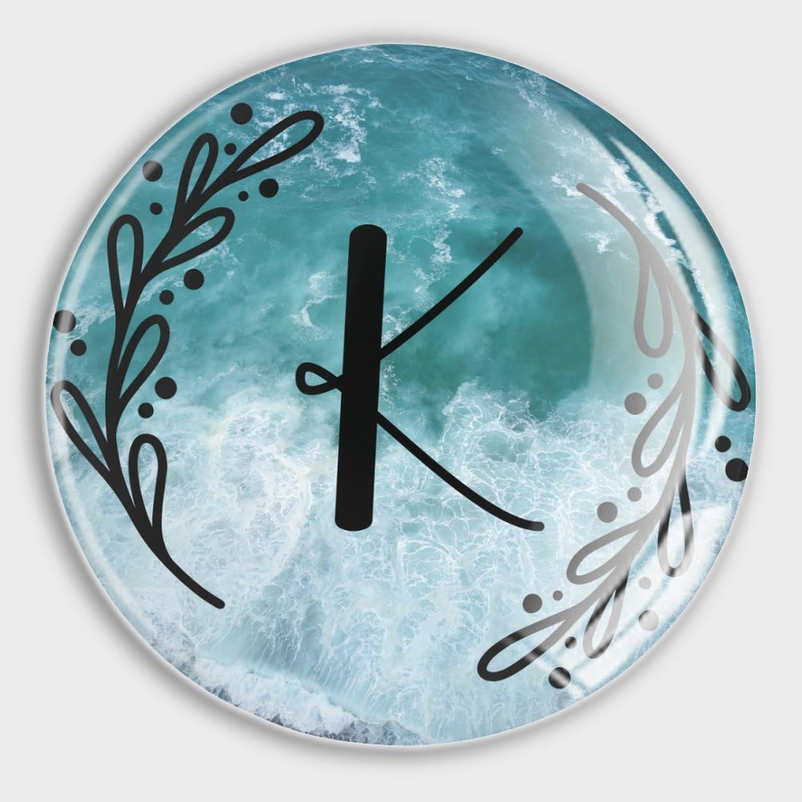 Aimants puissants en verre lettre K avec couronne florale pour réfrigérateur x4