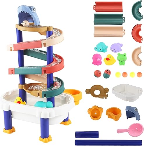 Juguetes de baño para niños tobogán de agua tobogán de pared bañera de juguete para niños 3 4 5 6 años 48 piezas juego desmontable de bricolaje