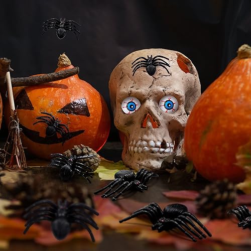 Miniatura 6 de HyDren 24 globos oculares de Halloween y 24 piezas realistas de araña de plástico para Halloween, globos de ojos de plástico aterradores, araña