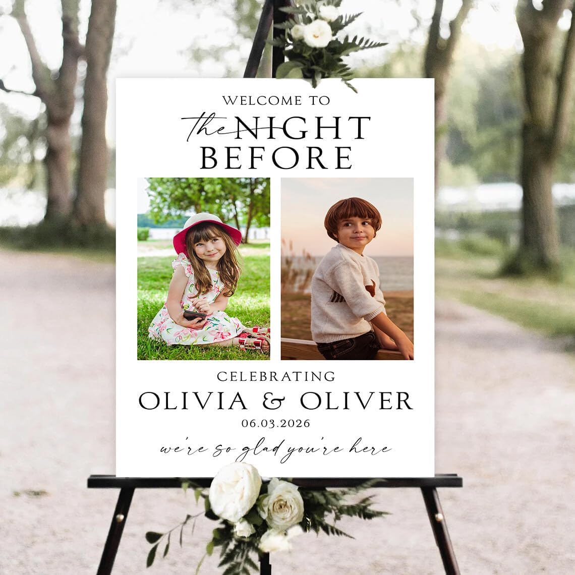 Elegant These Kids Are Getting Married Welcome Sign, The Night Before Wedding Sign, Rehearsal Dinner Welcome Sign with Photos, Engagement Party Signs, Wedding Decoration #1