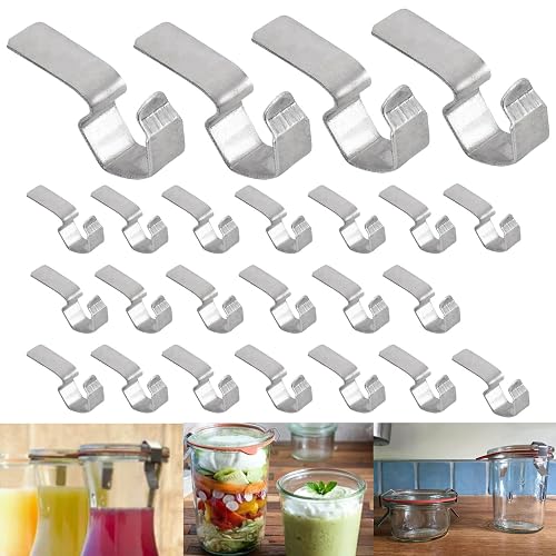 24 Pcs Jar Stainless Steel Clips/Clamps for 6 Jars, for