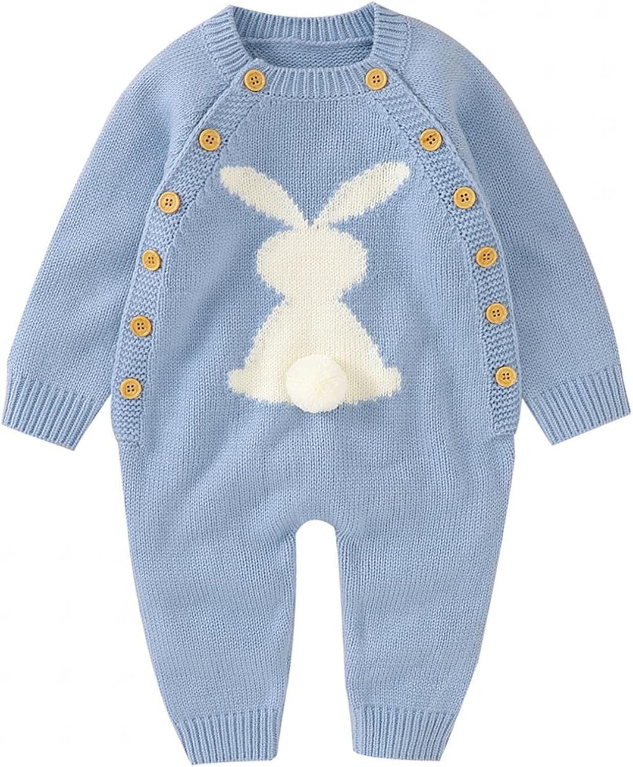 ベビー服 Kaoayi ロンパース 女の子 男の子カバーオール ニットロンパース 長袖 前開き 赤ちゃん服 春 秋 冬 新生児服 前開きタイプ 丸首 ジャンプスーツ 可愛い うさぎ柄 パジャマ おしゃれ 人気 子ども服 公園 保育園 出産祝い 子供服 Anbx Net