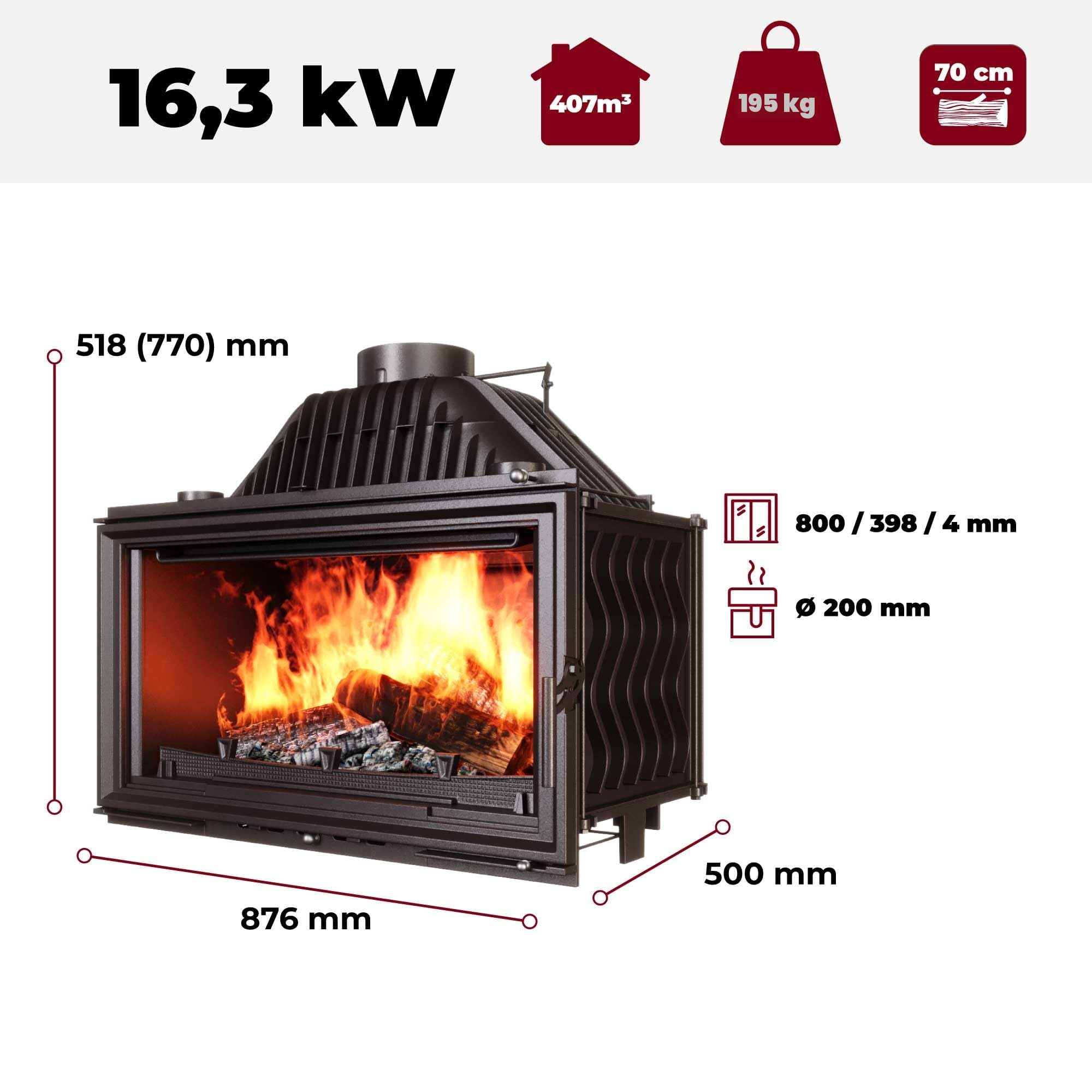 Insert en fonte pour cheminée à bois W15 16,3 kW ECO