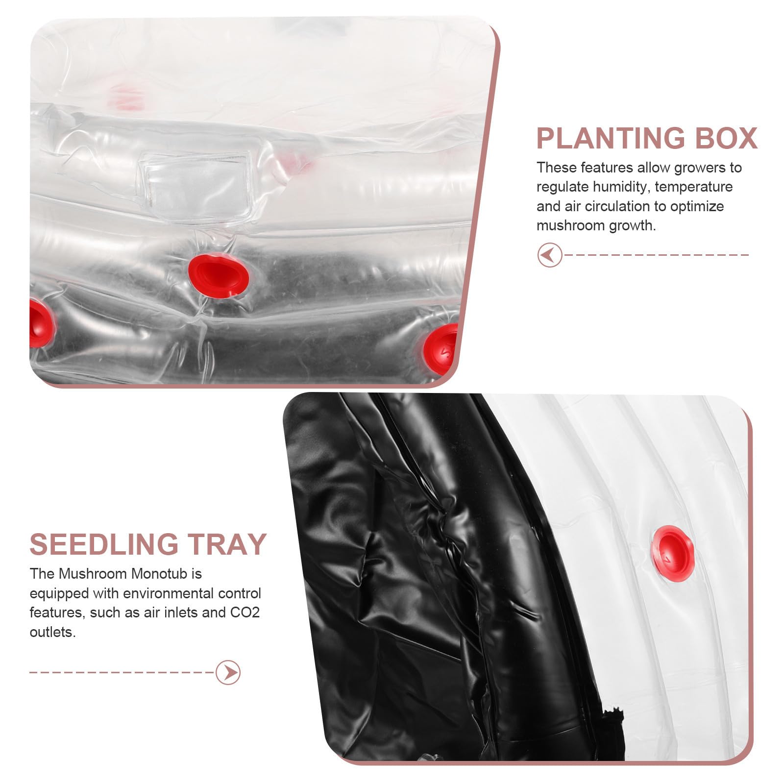 YARNOW Cassetta Gonfiabile per Coltivazione Funghi in PVC Regolazione Circolazione Aria, Accessorio per Coltivazione Domestica e Piantine