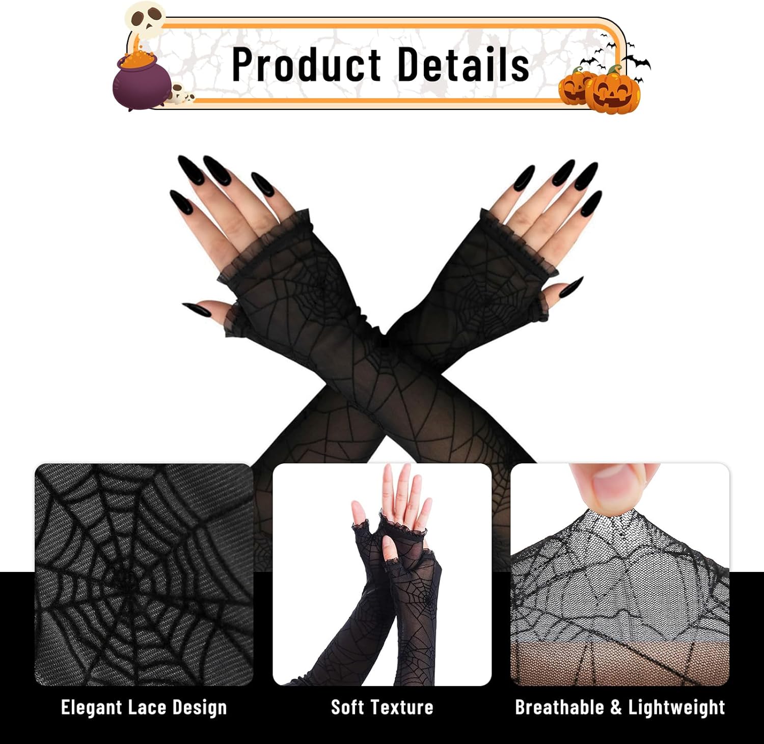 Gants Mitaines En Dentelle - Achetez à Déguisements Bacanal - 10