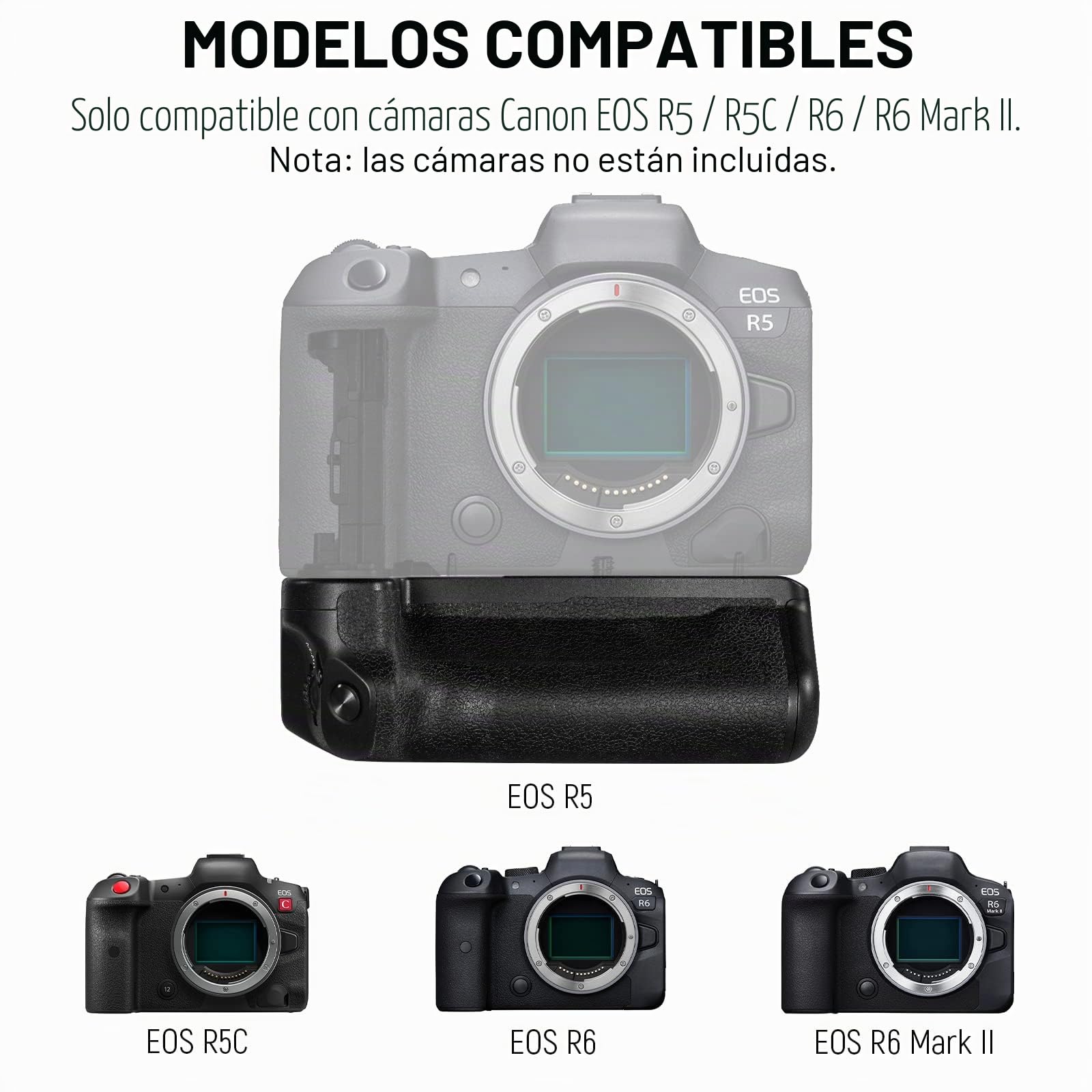 NEEWER Reemplazo de Empuñadura de Batería para BG-R10 Compatible con Canon EOS R5 R5C R6 R6 Mark II Cámaras sin Espejo, Alimentado por Baterías LP-E6N/LP-E6NH para Disparo Vertical Estable