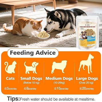 Freeze Dried Chicken Pet Treats, High Protein Pet Food for Dogs Cats, Healthy Limited Ingredient Chicken Cod Fish Cube (50g)