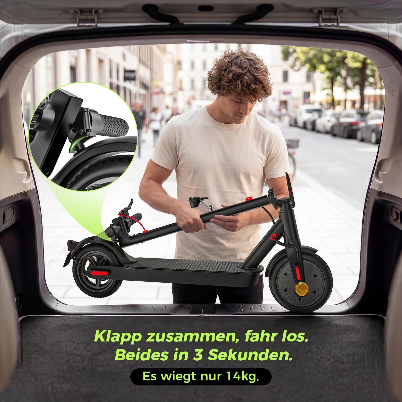 E Scooter mit Straßenzulassung (ABE), 8,5 Zoll Wabenreifen | 350W Motor | 30km Reichweite, 10 Zoll Wabenreifen | 500W Motor | 40km Reichweite, Duales Bremssystem & 20 km/h, Elektroroller bis 120 KG