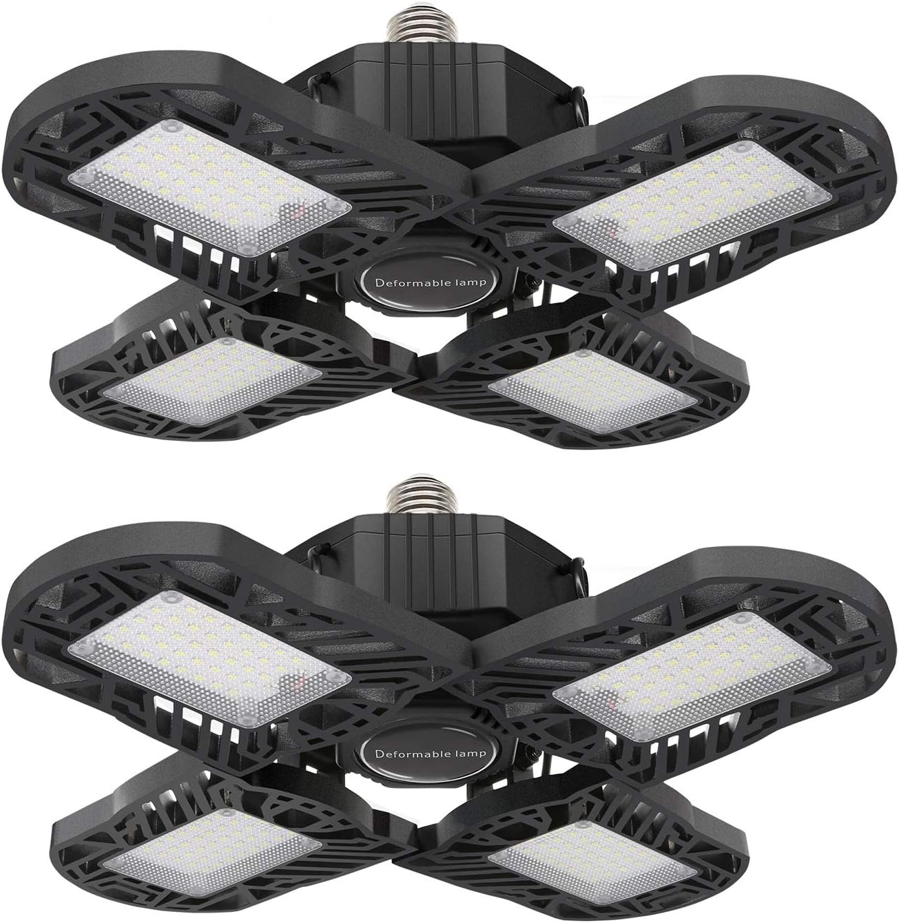 120W Garage Light, Four Leaf Deformable Triple LED Garage Light, 12000 Lumen Quadruple Glow LED Garage Light, CRI 80, 6000-6500K Retractable Garage Ceiling Lights for Basement, Barn, Warehouse, Shop