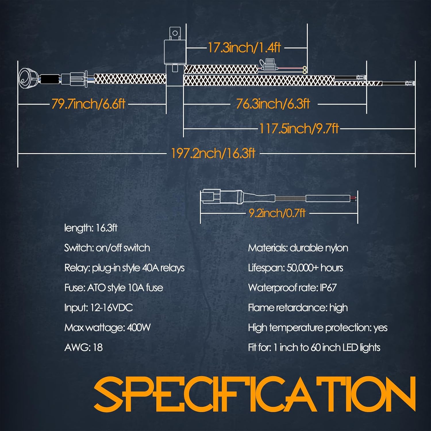 DT Wiring Harness 2 Lead, Nirider 12V Rocker Switch Relay Fuse Deutsch DT Connector Nylon Fog Light Wiring Harness Kit LED Light Bars Driving Lights Offroad LED Pods Wire Harness for Truck UTV ATV image 2 of 8 B0D93RSSQJ