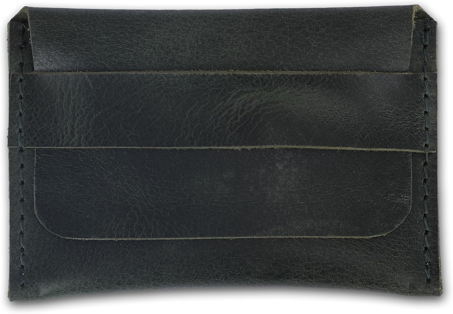 Distressed Leather Business Card Holder Slim Credit Card Wallet for Men and Women Vintage Brown Leather Compact Minimalist Card Organizer for Pocket or Purse Durable Card Case (Green) - Image 4