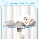 Hey-brother Cat Tree, 42.5-Inches Cat Tower for Indoor Cats, Plush Multi-Level Kitten Cat Condo with Scratching Post,Ramp, Basket, Spacious Cave, Hanging Ball, Light Gray MPJ007SW