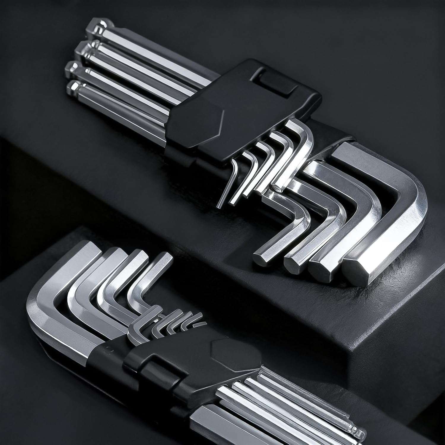 9-Piece Ball End Hex Key Set/Allen Wrenches Set,Long Arm Hex Key Metric & SAE,Sizes 1.5-10mm