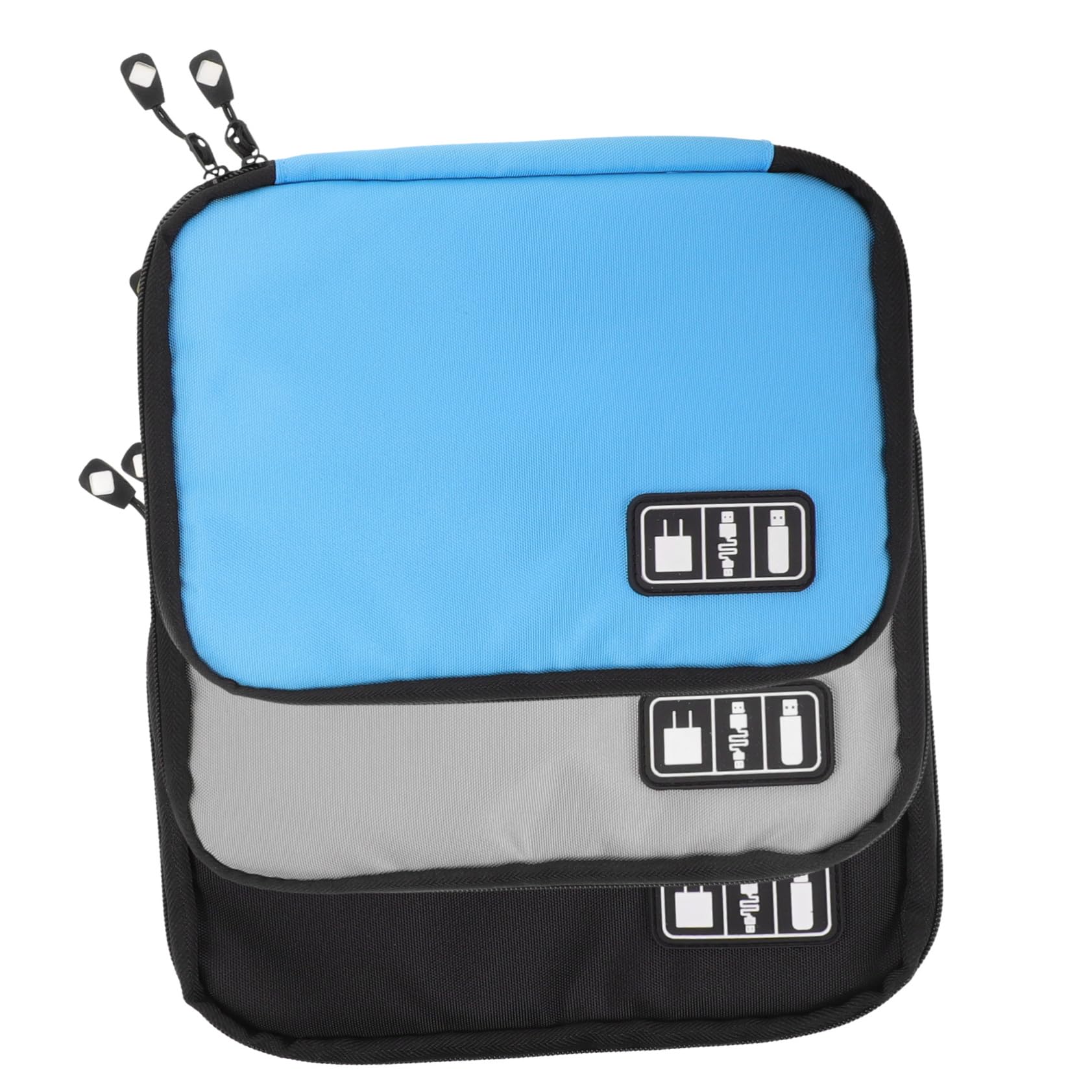 DIYEAH 3Pcs Travel Electronic Organizer Bag Digital Cable Storage Pouch with Multi Partition Design Double Zipper and Elastic Loops for Cables