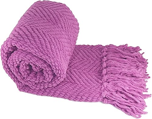 Home Soft Things manta tejida de punto de tweed, Poliéster & Mezcla de poliéster, Violeta, 50" x 60"