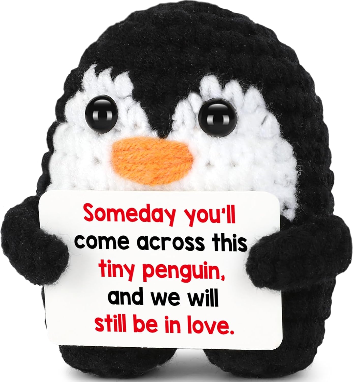 Romantic I Love You Gifts for Him Her - Handmade Crochet Penguin Love Sign