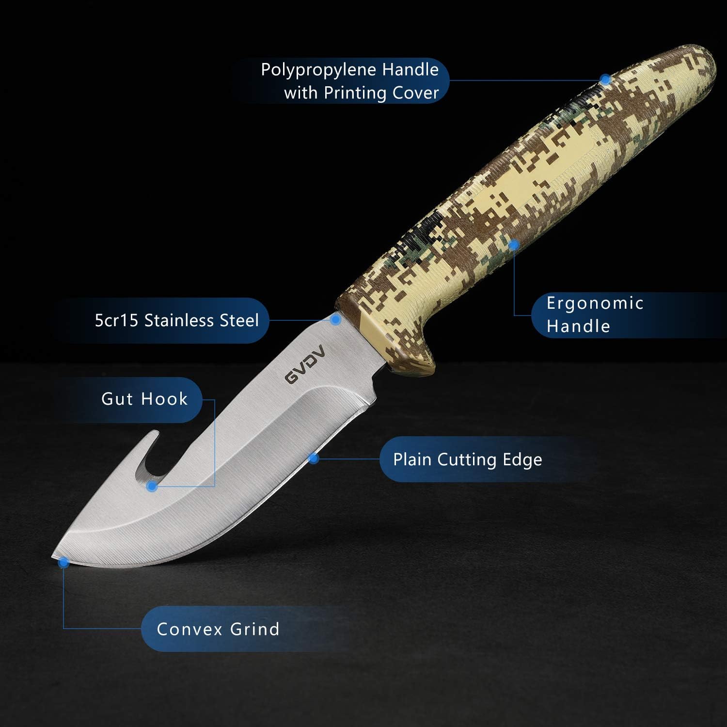 GVDV Hunting Knife Set - Deer Hunting Gear Butcher Game Processor Set, Field Dressing Kit with Gut Hook Skinner Knife, Axe, Bone Saw, Spreader, Gloves, Hunting Gifts for Men, 6 Pieces : Sports & Outdoors